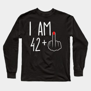 Vintage 43rd Birthday I Am 42 Plus 1 Middle Finger Long Sleeve T-Shirt